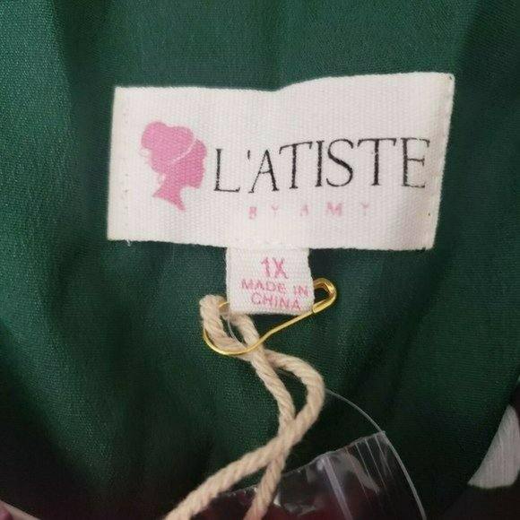 Latiste by Amy Green Floral Sweetheart Neckline Short Sleeve Dress XL - Picture 9 of 15